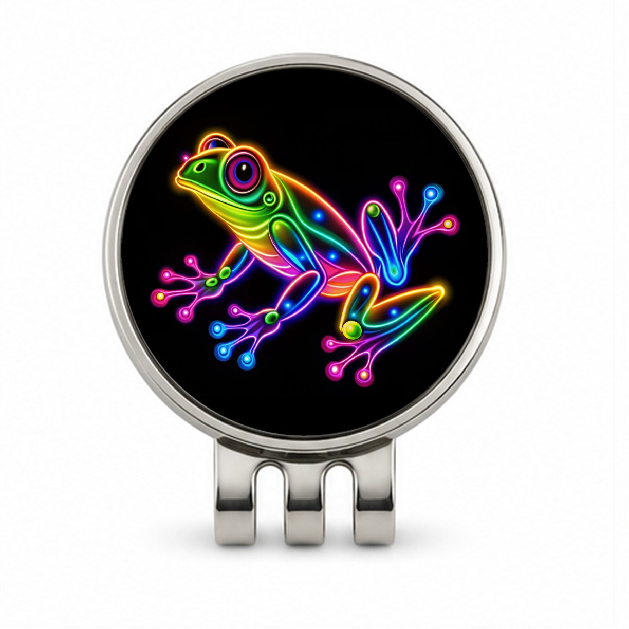 Neon Frog Golf Hat Clip with Ball Marker
