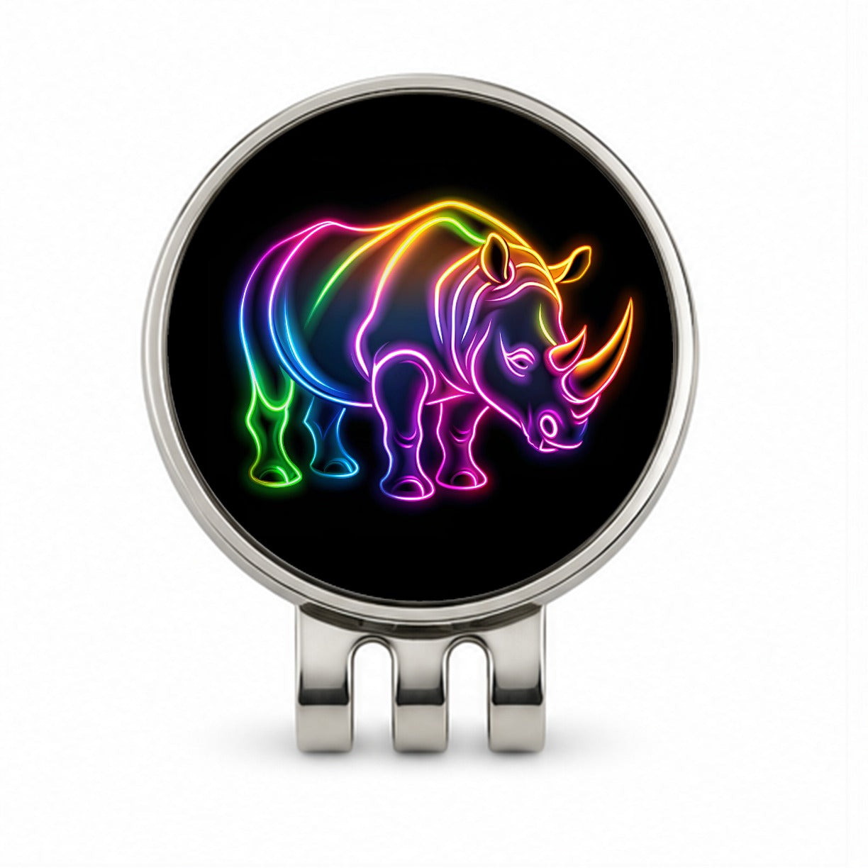 Neon Rhino Golf Hat Clip with Ball Marker