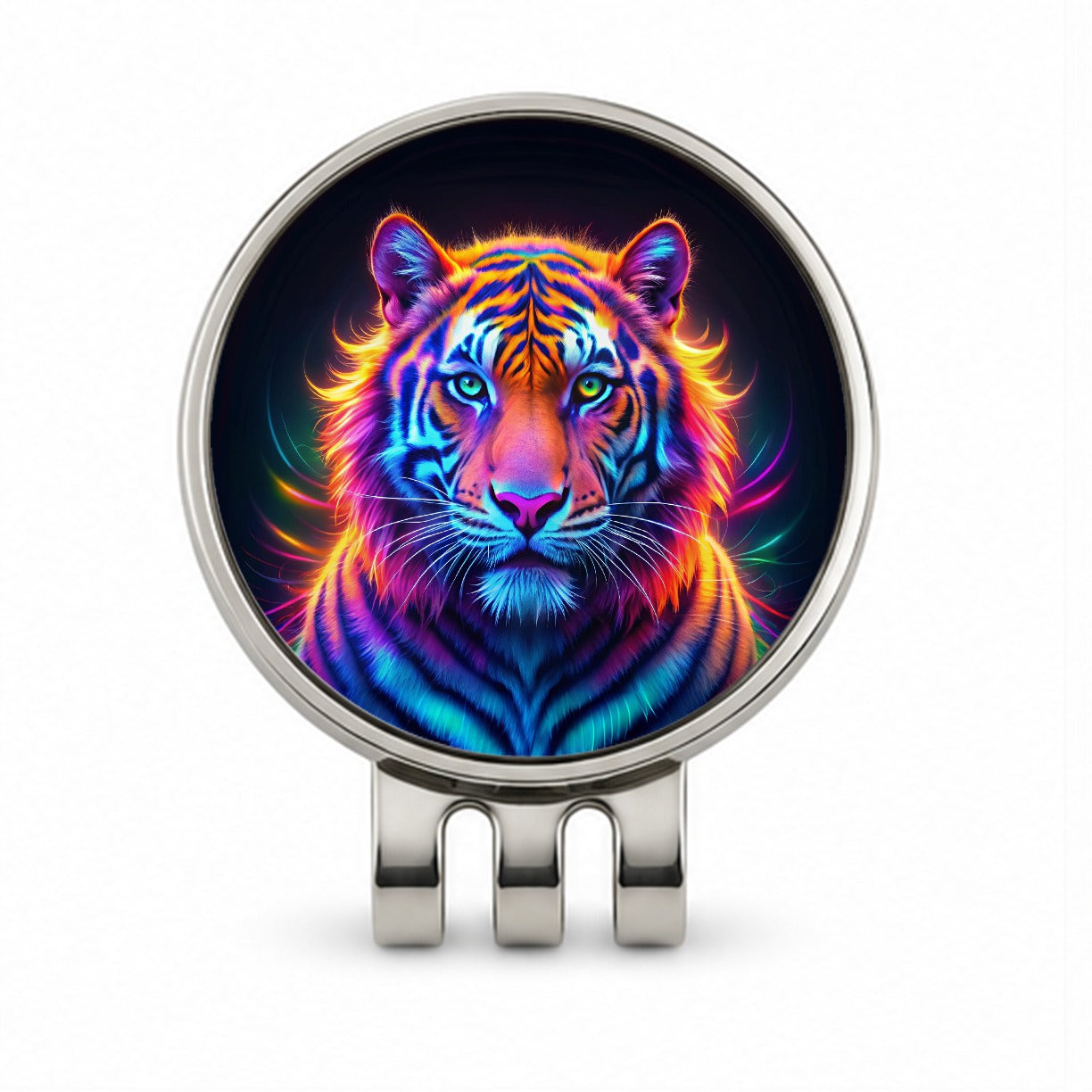 Neon Tiger Golf Hat Clip with Ball Marker