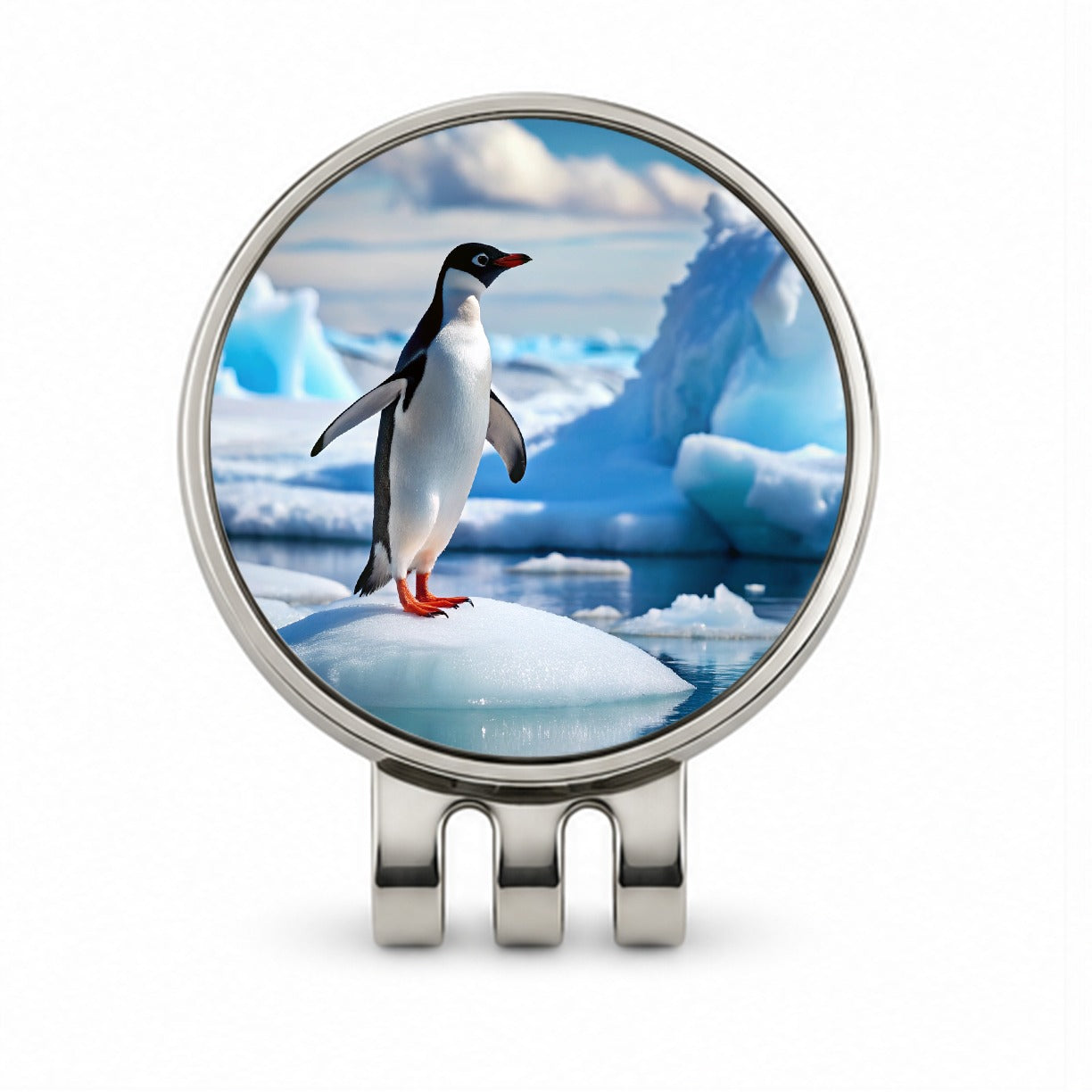 Penguin On Ice Flow Golf Hat Clip with Ball Marker