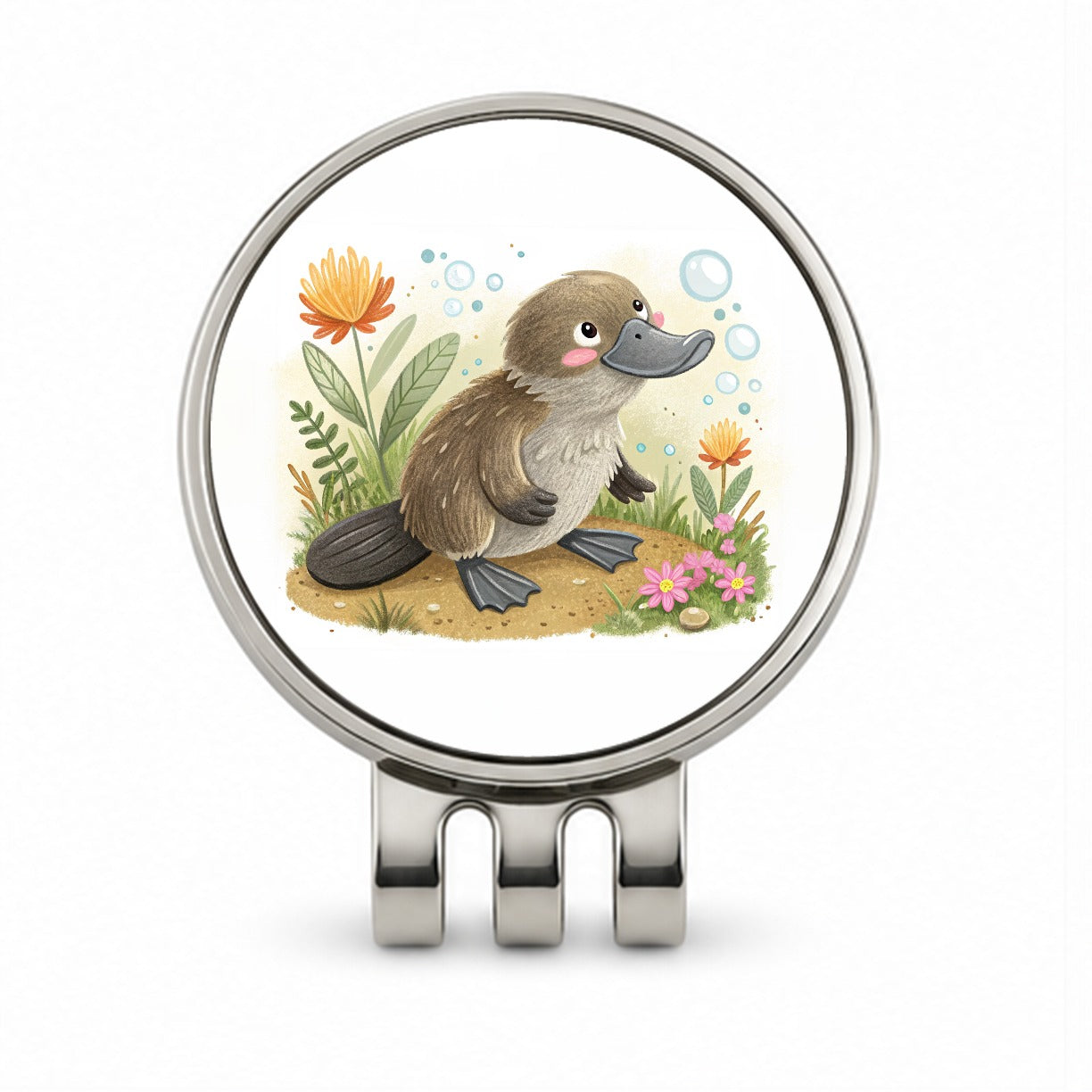 Platypus Children's Illustration Style Golf Hat Clip with Ball Marker