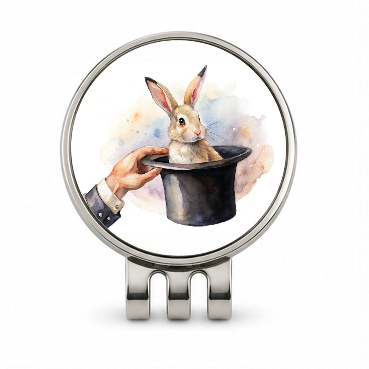 Rabbit Being Pulled Out Of A Magician's Hat Golf Hat Clip with Ball Marker