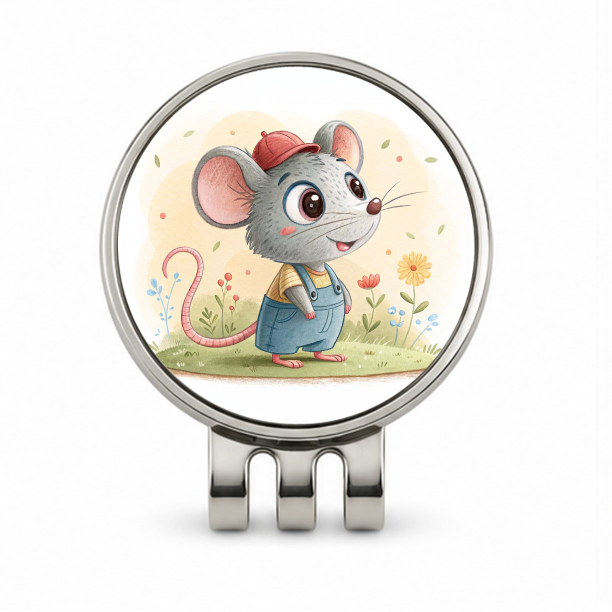Rat Children's Illustration Style Golf Hat Clip with Ball Marker