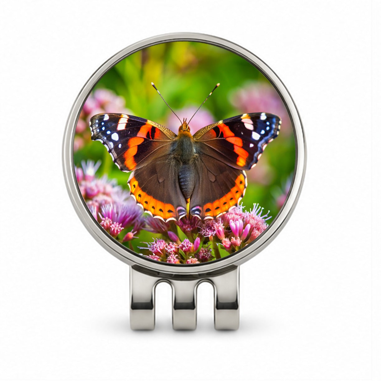 Red Admiral Butterfly Golf Hat Clip with Ball Marker