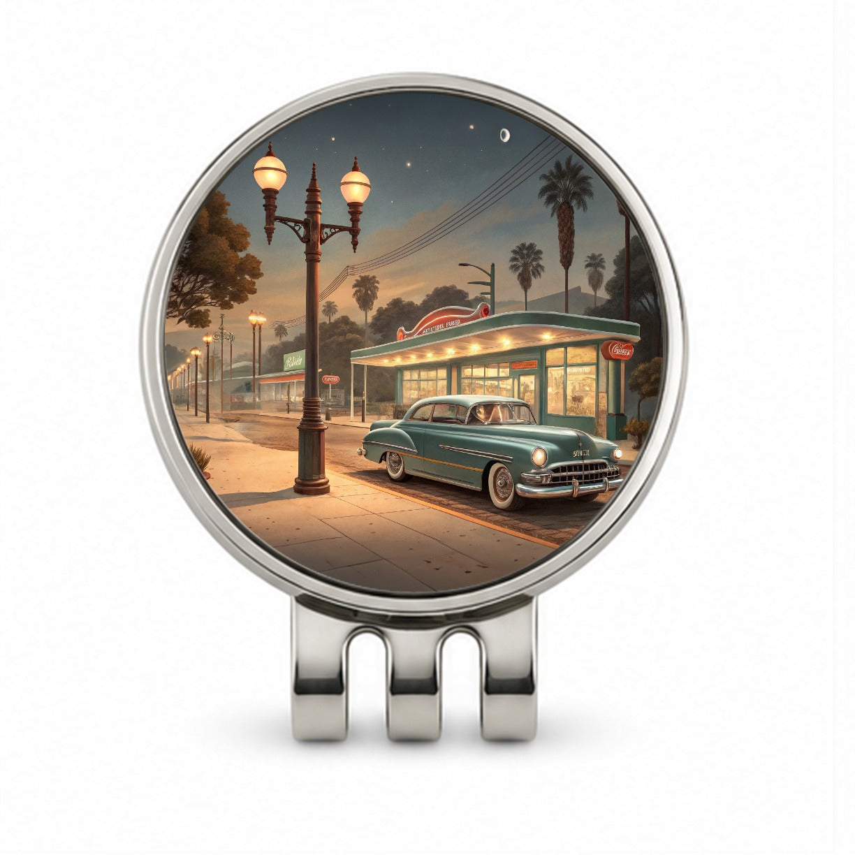 Retro Americana1950's Main Street Diner Golf Hat Clip with Ball Marker