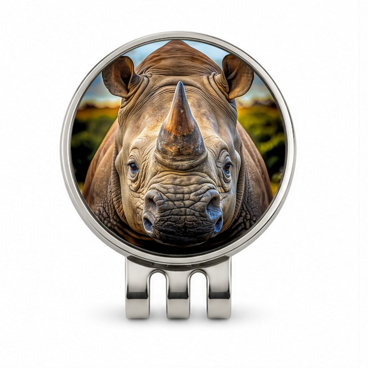 Rhinoceros Face Golf Hat Clip with Ball Marker