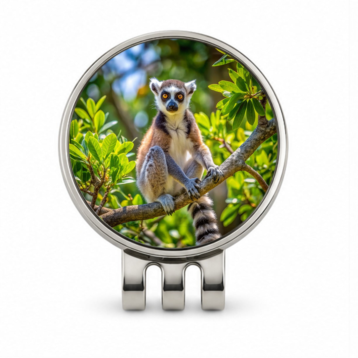 Ring-Tailed Lemur In Tree Golf Hat Clip with Ball Marker