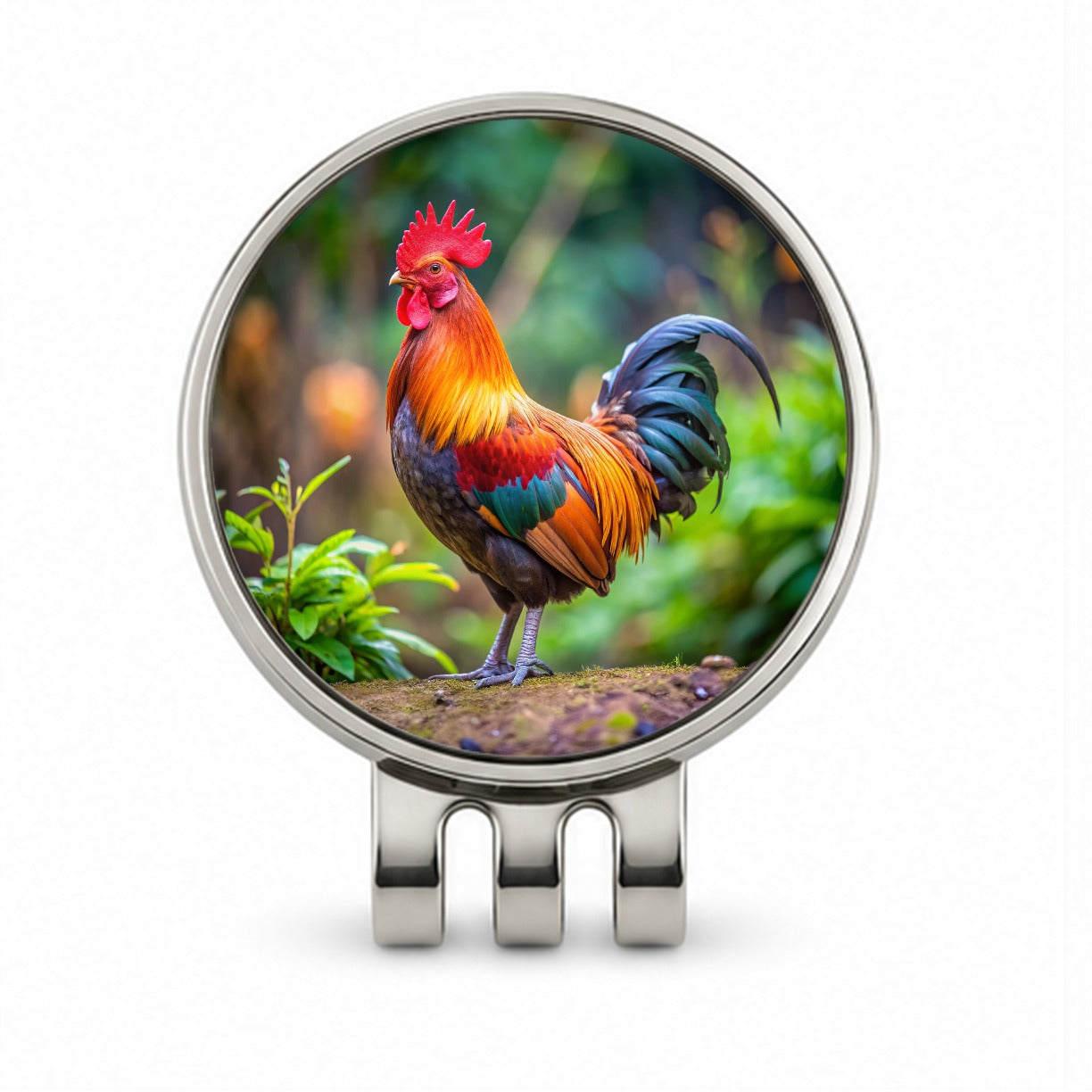 Rooster Golf Hat Clip with Ball Marker