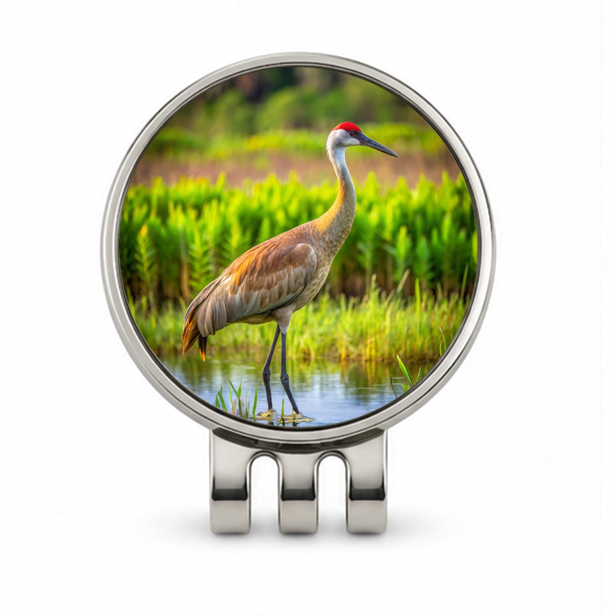 Sandhill Crane Golf Hat Clip with Ball Marker
