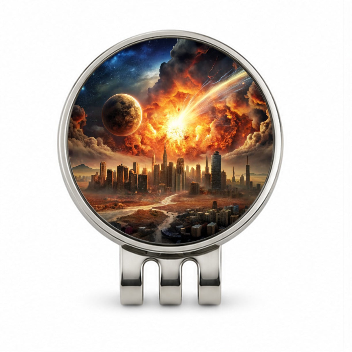 Sci-fi Doomsday End of the World Explosion Golf Hat Clip with Ball Marker