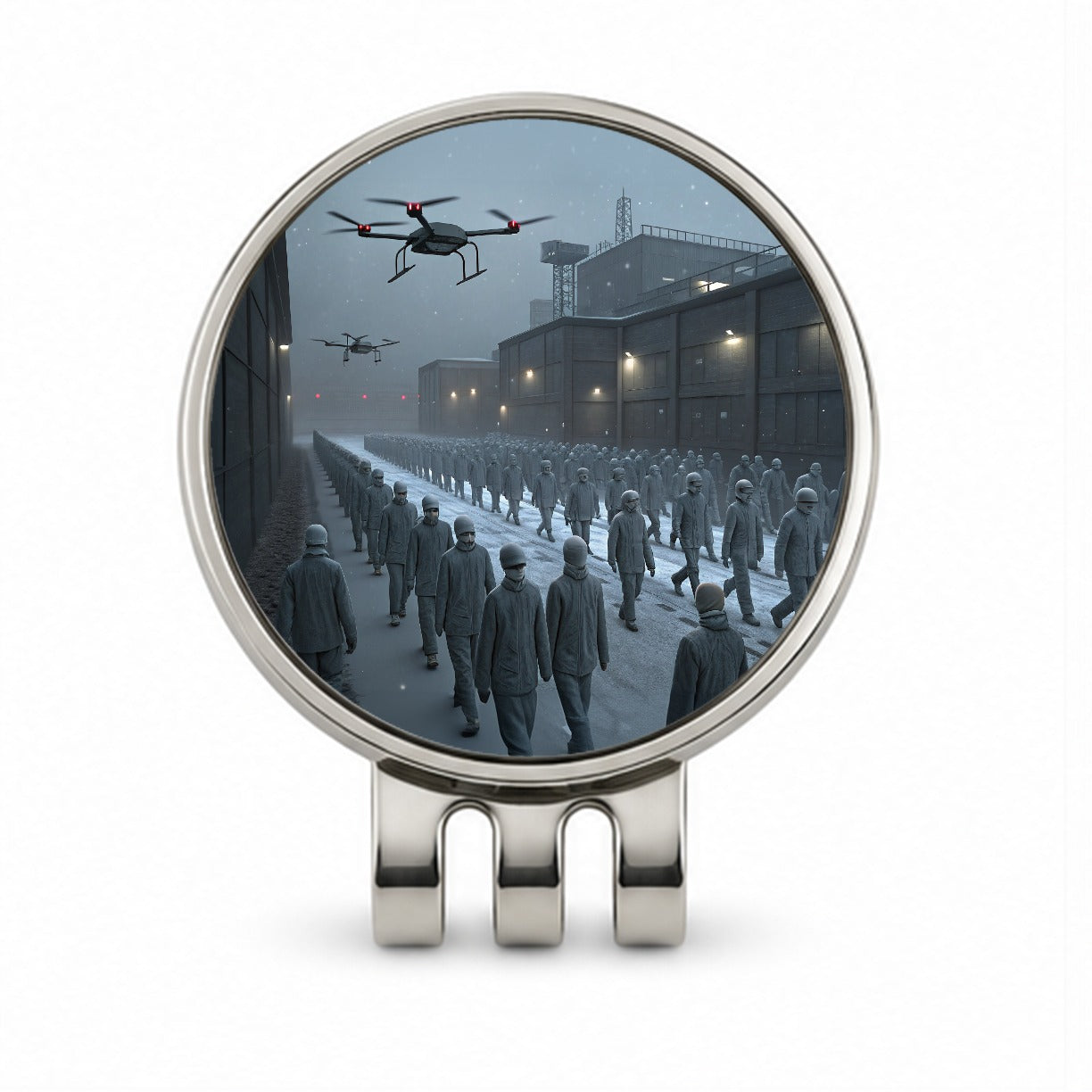 Sci-fi Futuristic Dystopian Society of Mindless Drones Golf Hat Clip with Ball Marker