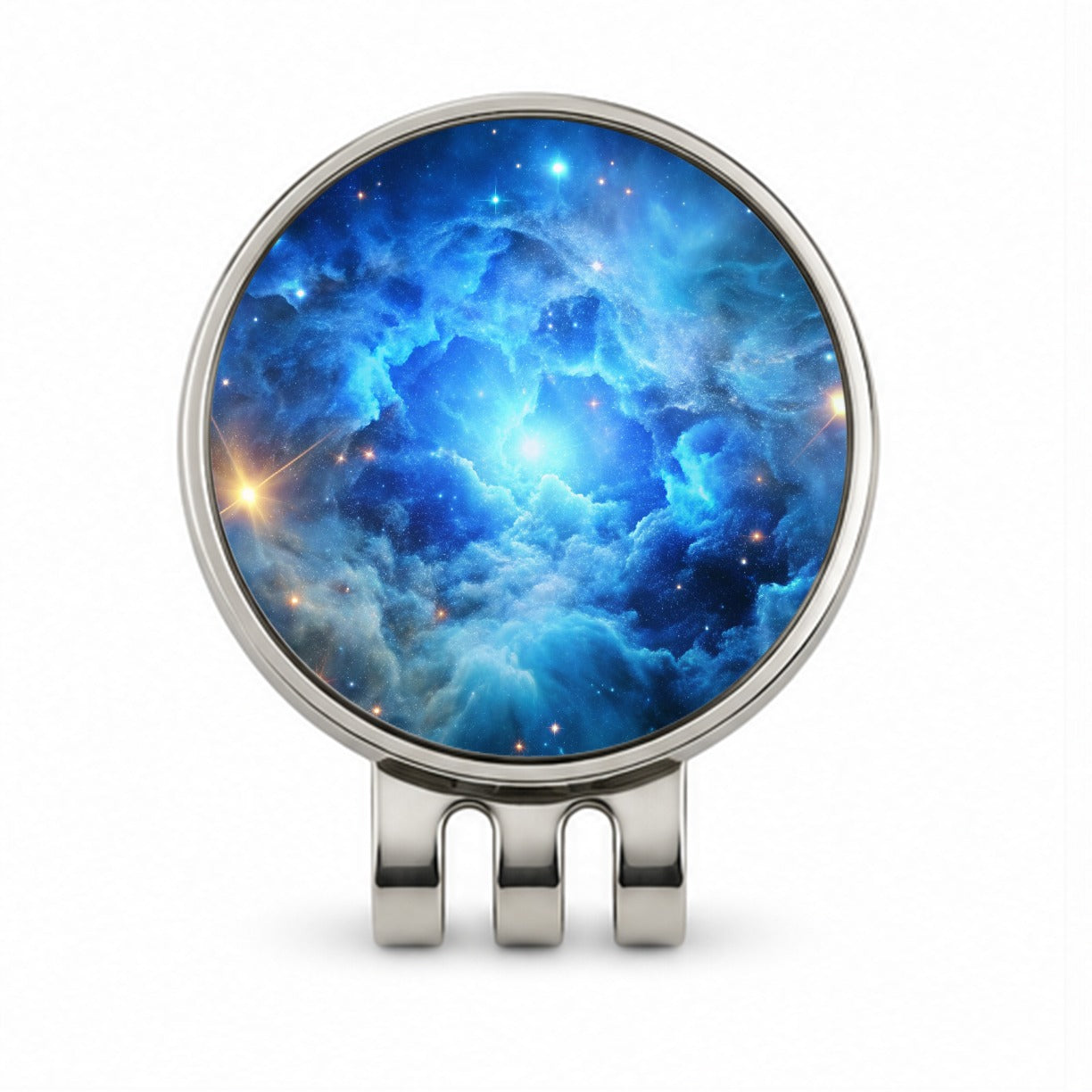 Space Galaxy Nebula Blue Golf Hat Clip with Ball Marker