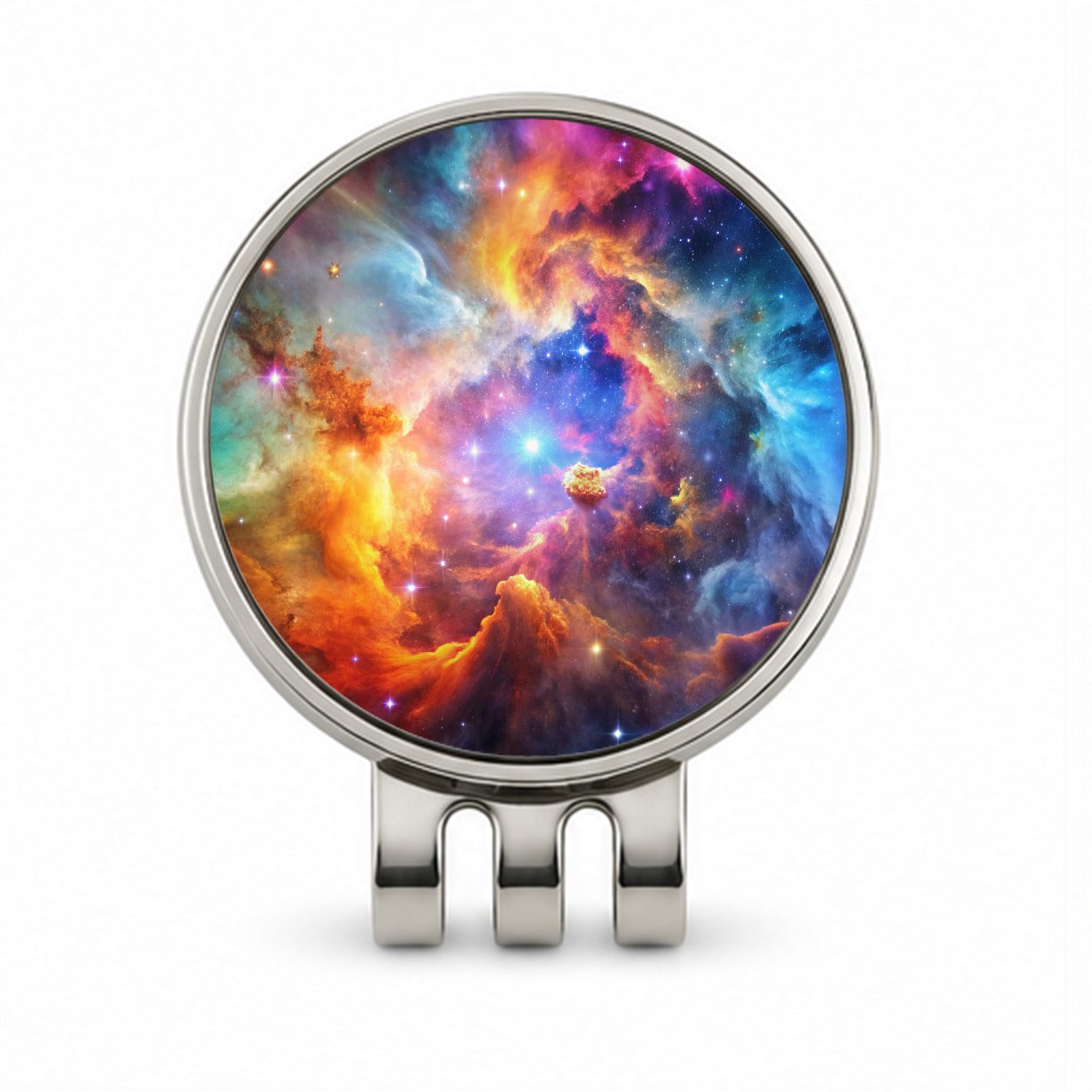 Space Galaxy Nebula Colorful Rainbow Golf Hat Clip with Ball Marker