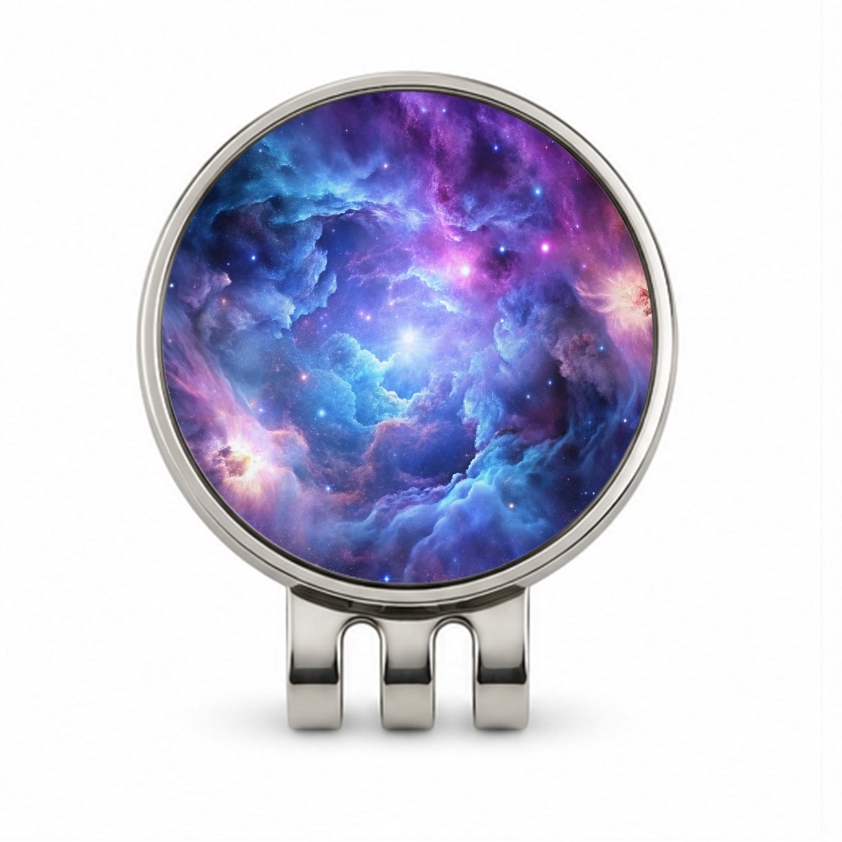 Space Galaxy Nebula Purple Blue Golf Hat Clip with Ball Marker