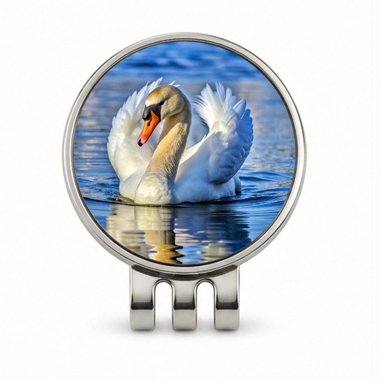 Swan Golf Hat Clip with Ball Marker