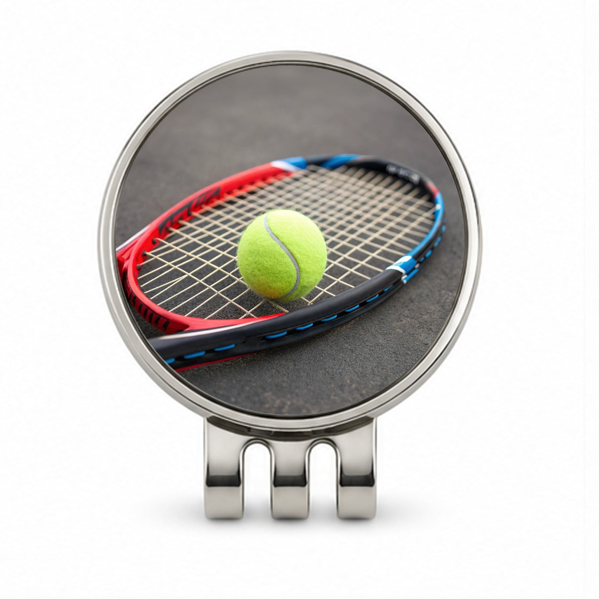 Tennis Racket and Ball Close-up Golf Hat Clip with Ball Marker