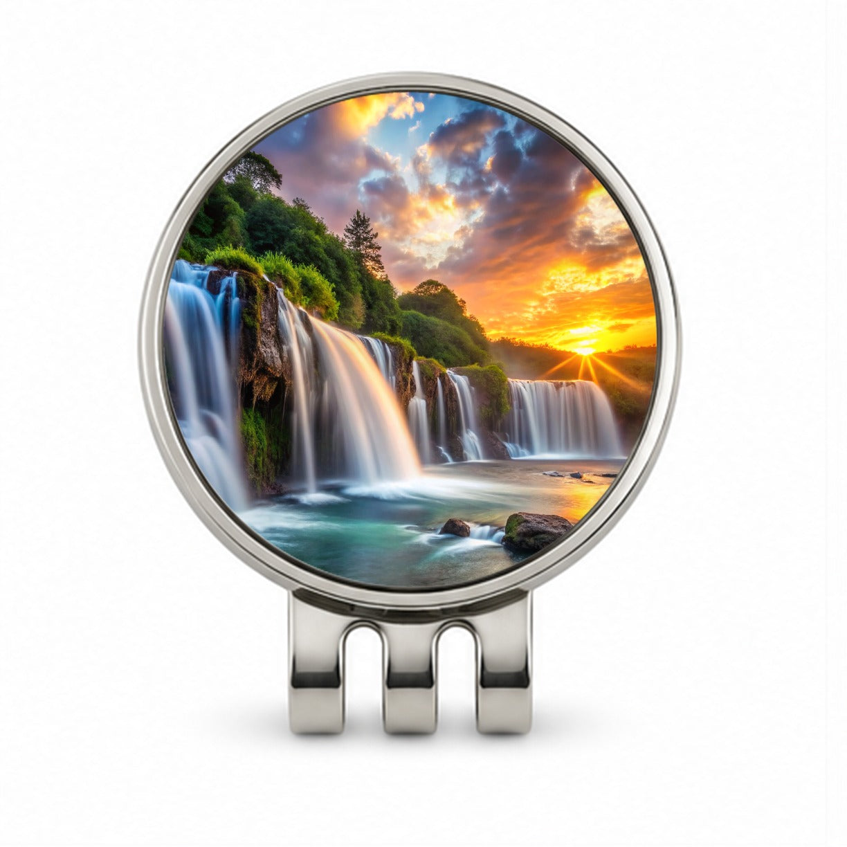 Waterfalls At Sunset Golf Hat Clip with Ball Marker