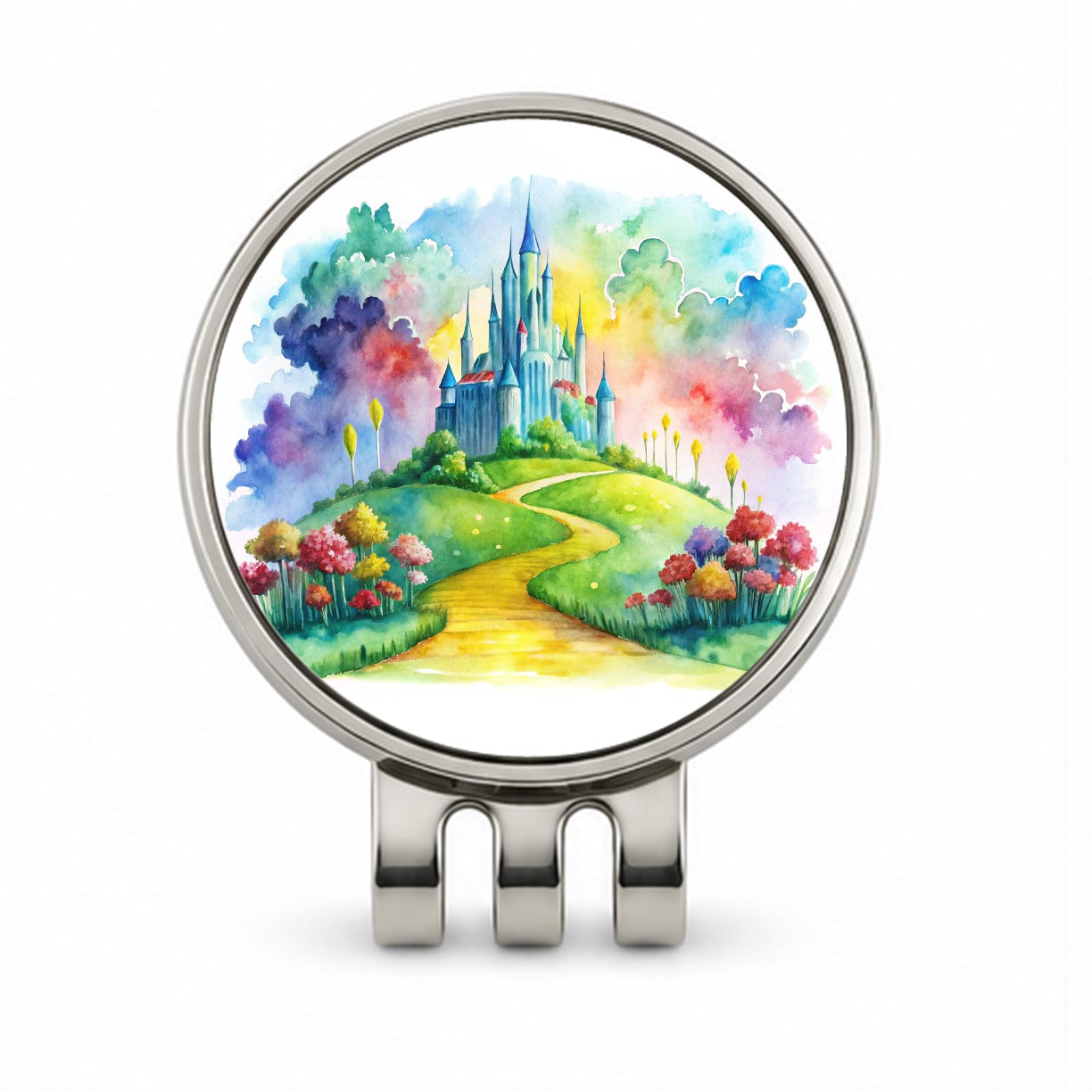 Emerald City Watercolor Golf Hat Clip with Ball Marker