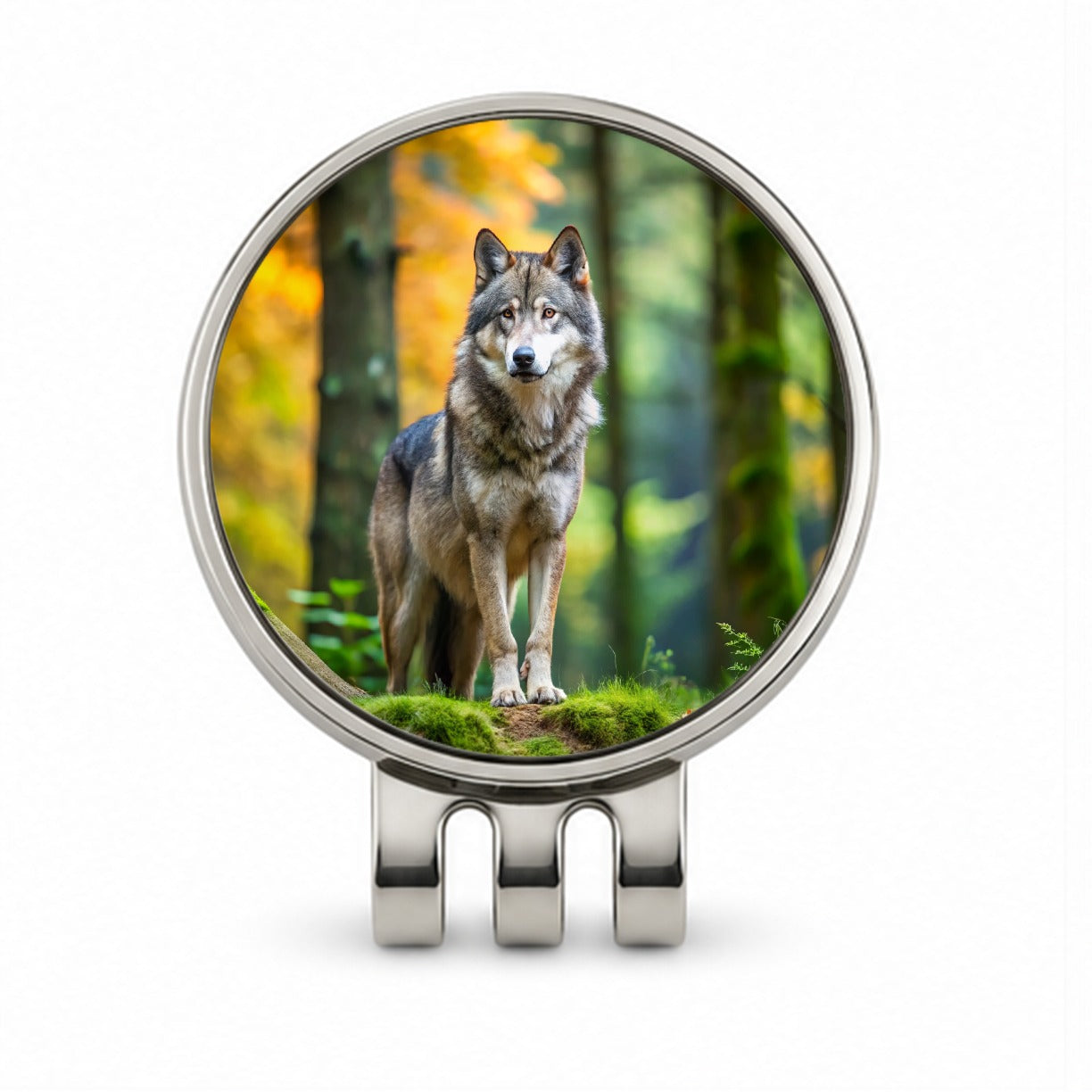 Wolf In The Forest Golf Hat Clip with Ball Marker