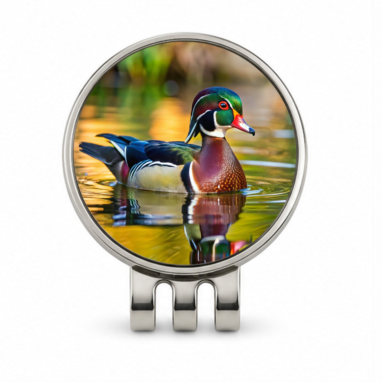 Wood Duck Golf Hat Clip with Ball Marker