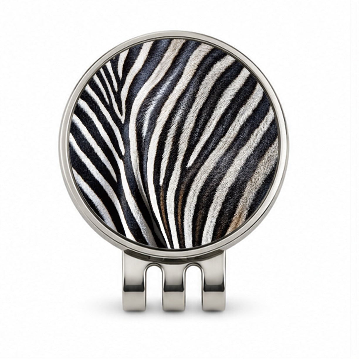 Zebra Black and White Stripes Pattern Golf Hat Clip with Ball Marker