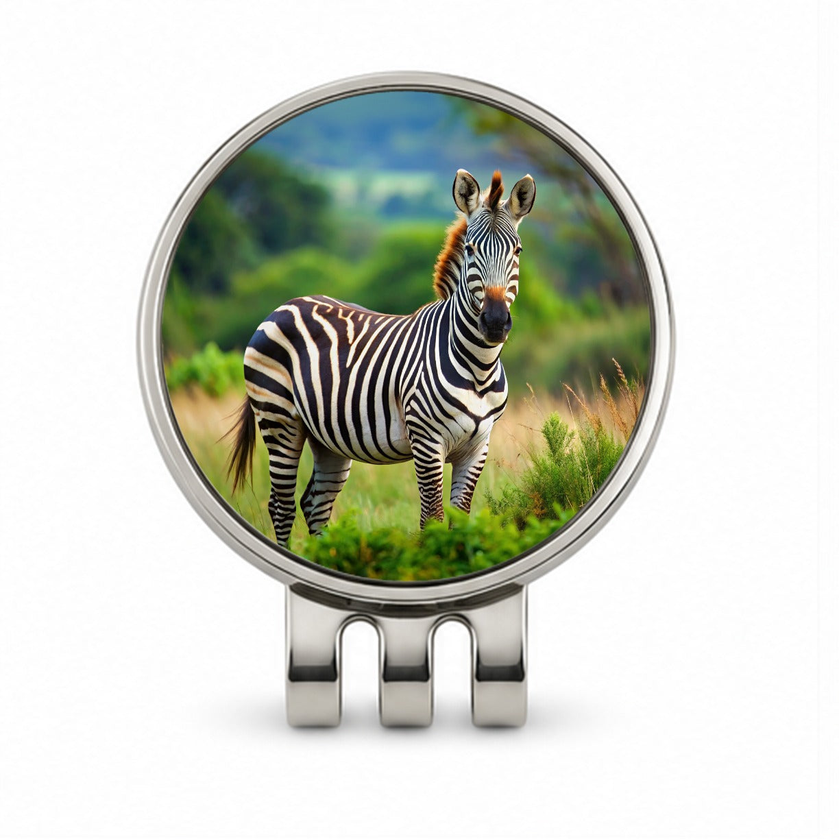 Zebra Golf Hat Clip with Ball Marker