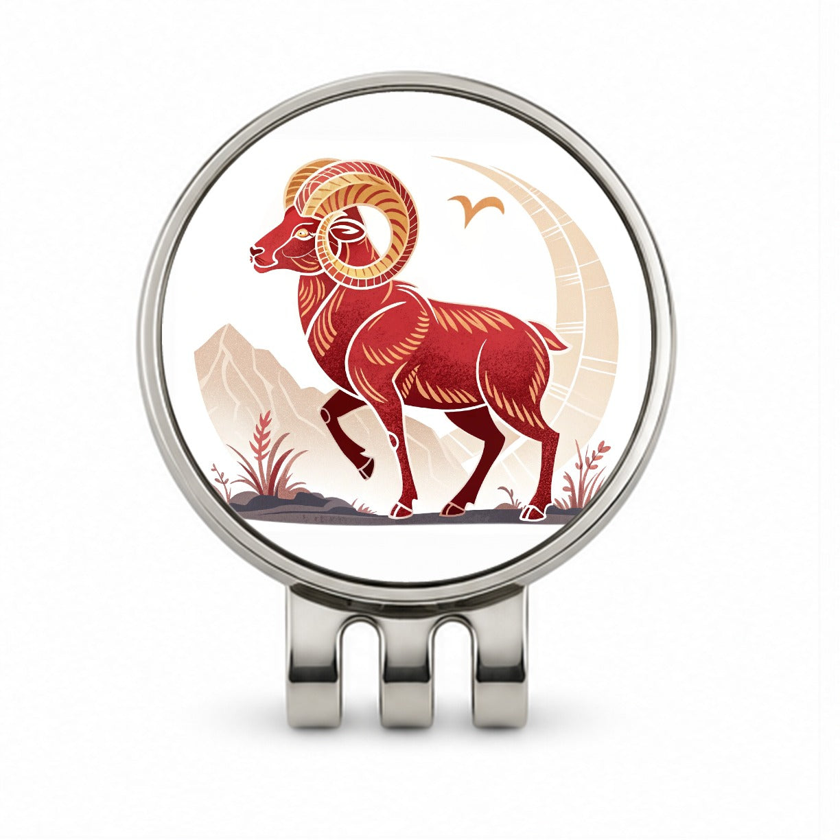 Zodiac Horoscope Symbol Aries Ram Golf Hat Clip with Ball Marker