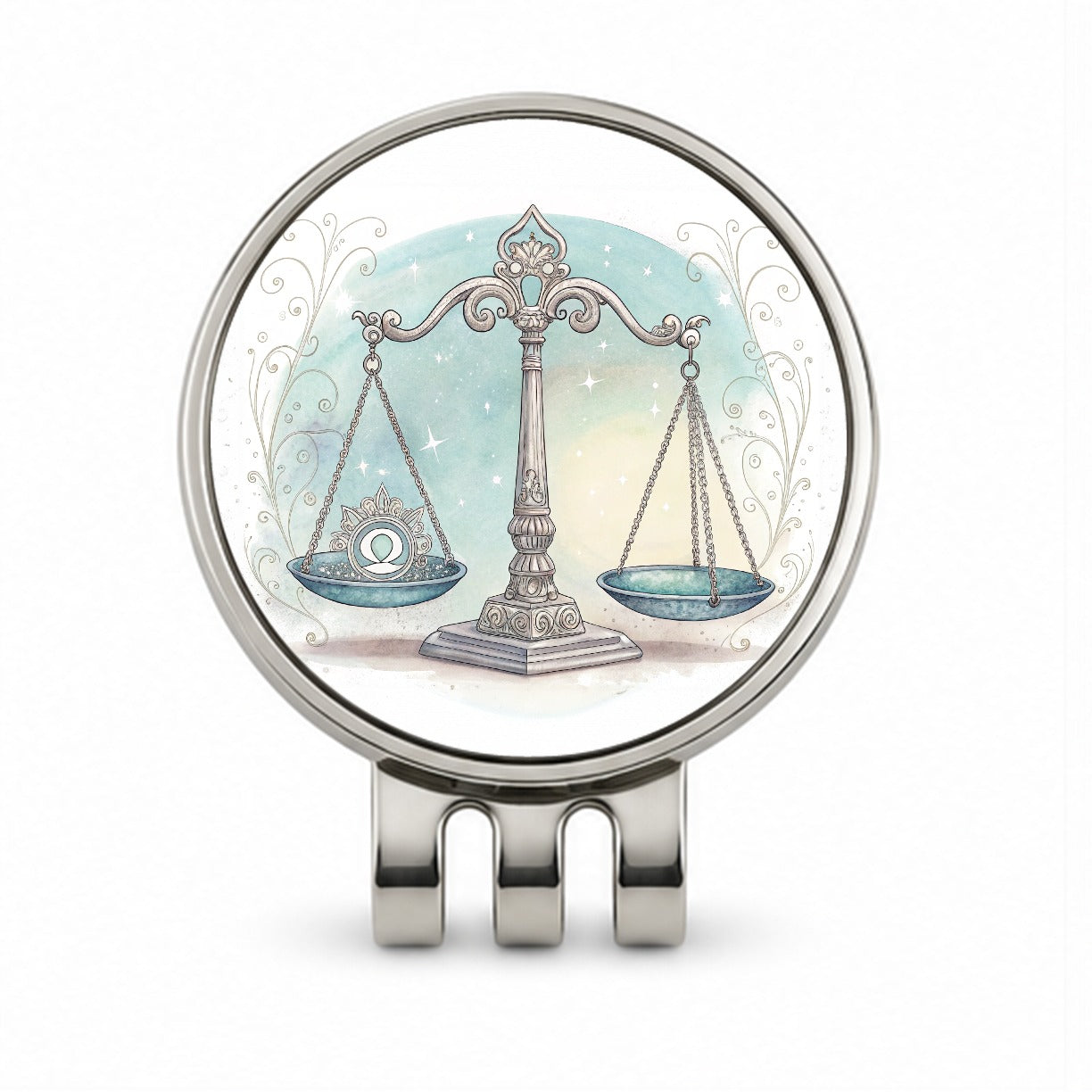 Zodiac Horoscope Symbol Libra Scales Golf Hat Clip with Ball Marker