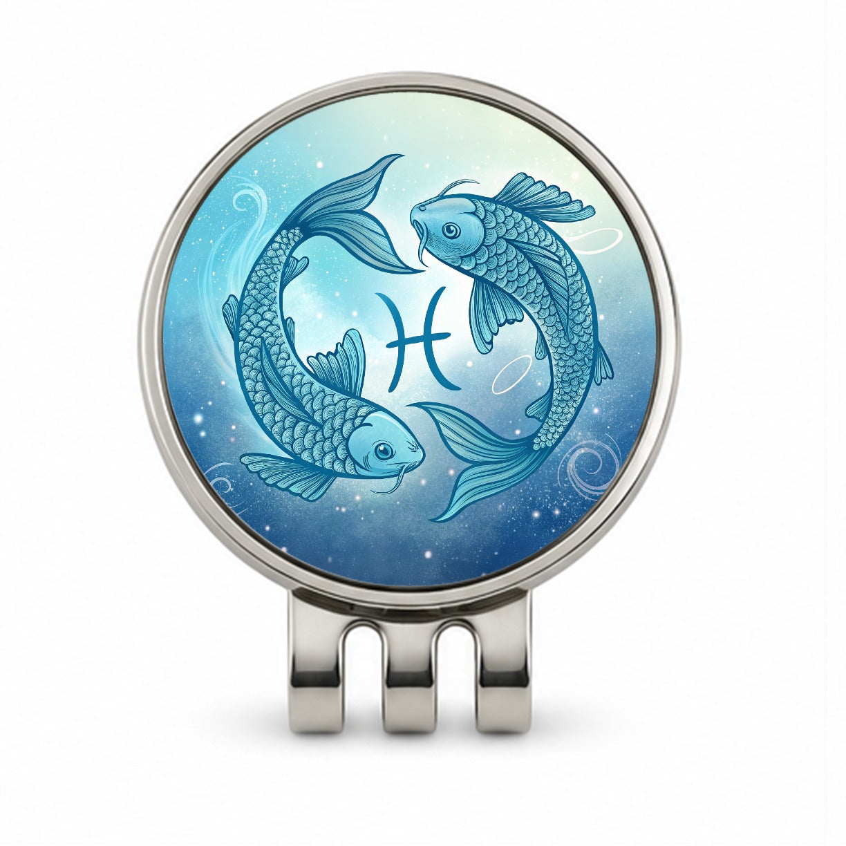 Zodiac Horoscope Symbol Pisces Fish Golf Hat Clip with Ball Marker