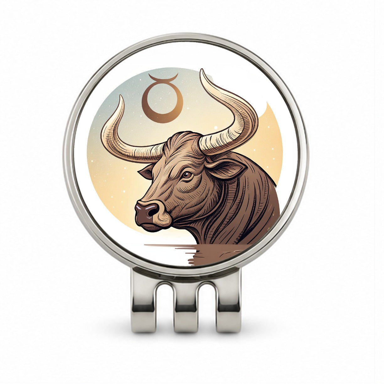 Zodiac Horoscope Symbol Taurus Bull Golf Hat Clip with Ball Marker