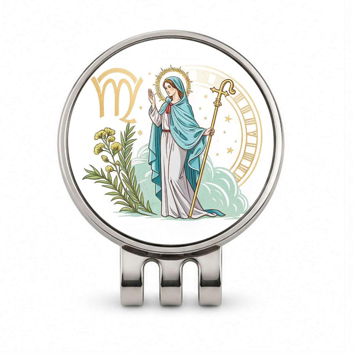 Zodiac Horoscope Symbol Virgo Maiden Virgin Golf Hat Clip with Ball Marker