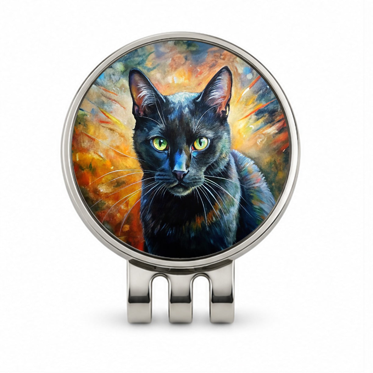 Black Cat Expressionism Art Golf Hat Clip with Ball Marker