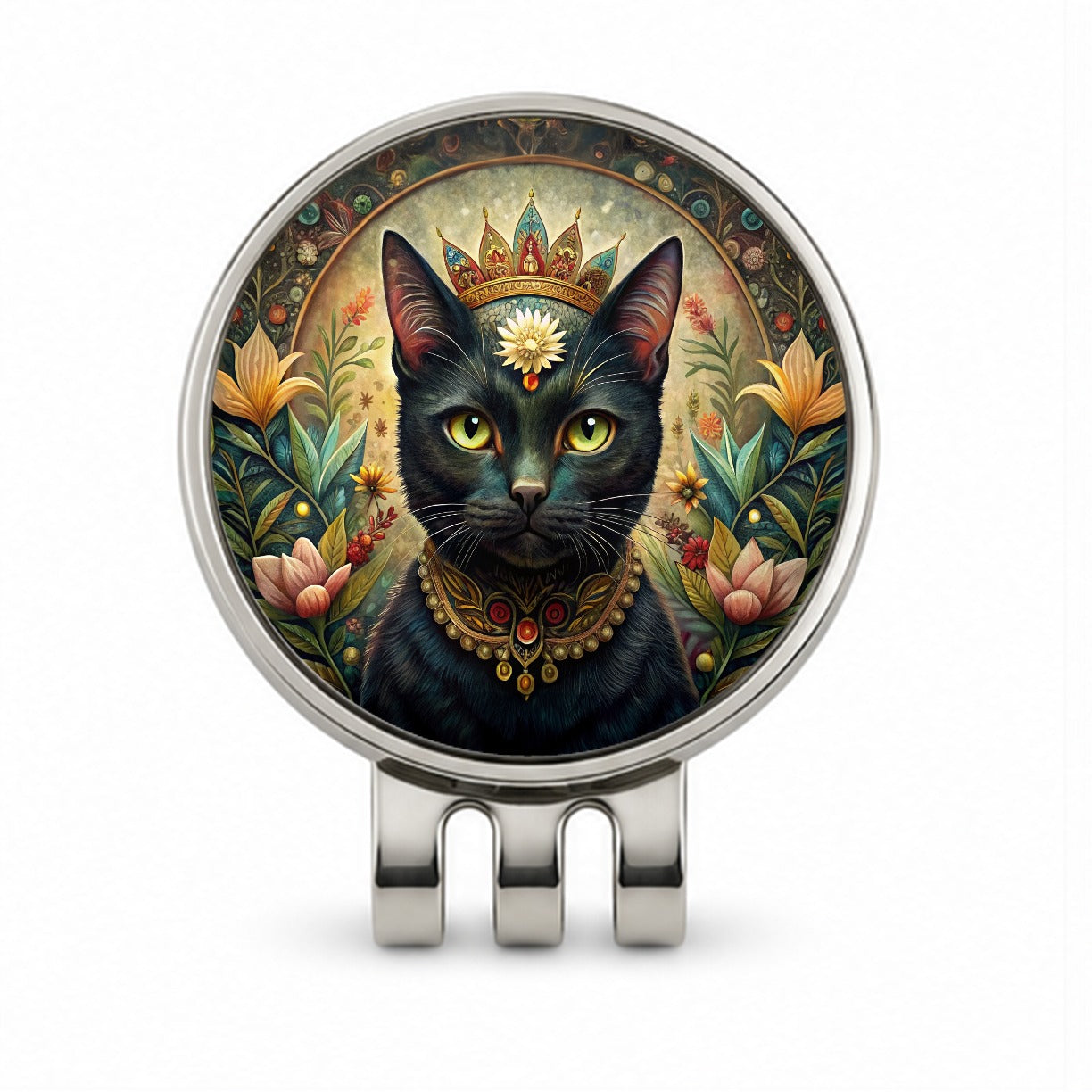 Black Cat French Bohemian Art Golf Hat Clip with Ball Marker