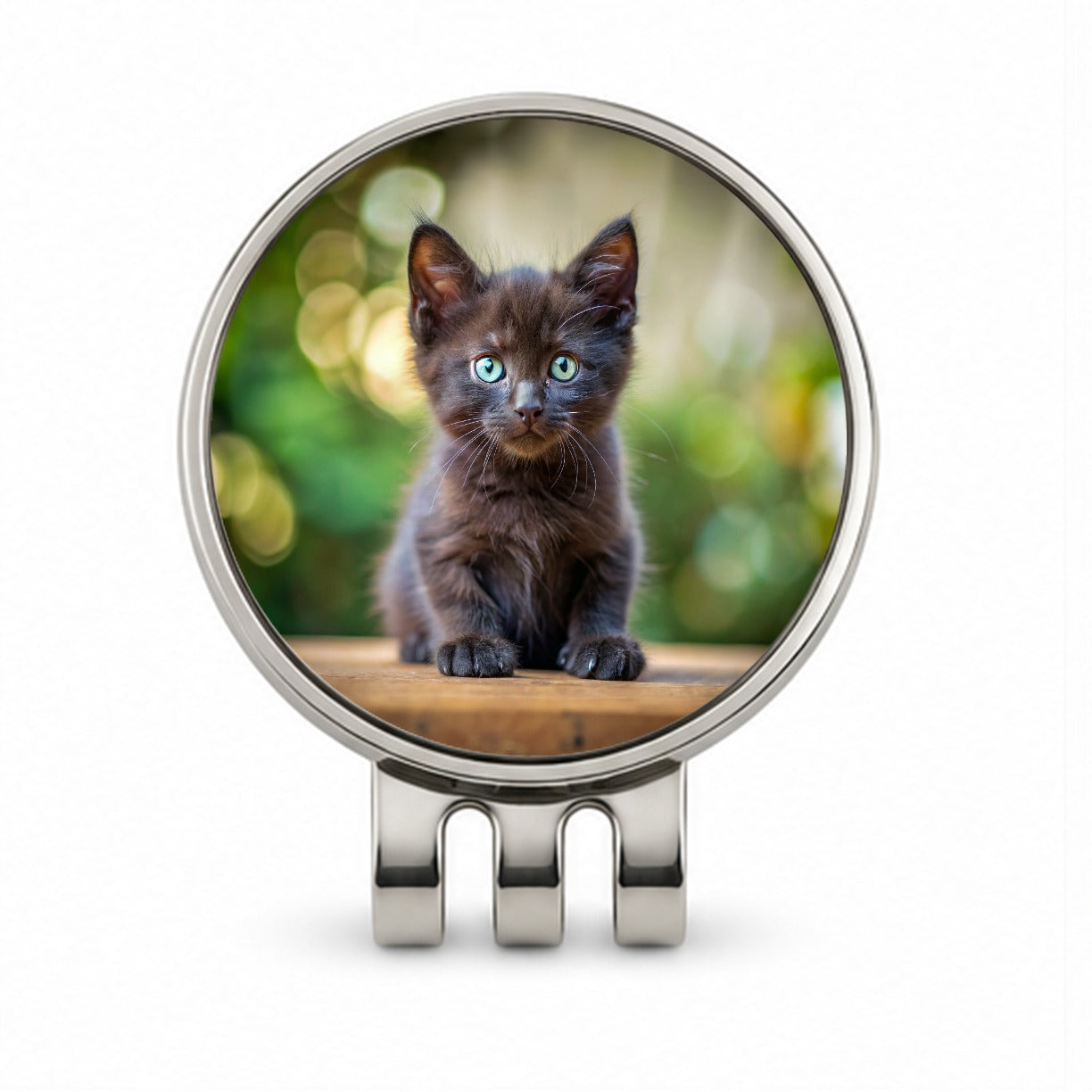Black Cat Kitten Photo Golf Hat Clip with Ball Marker
