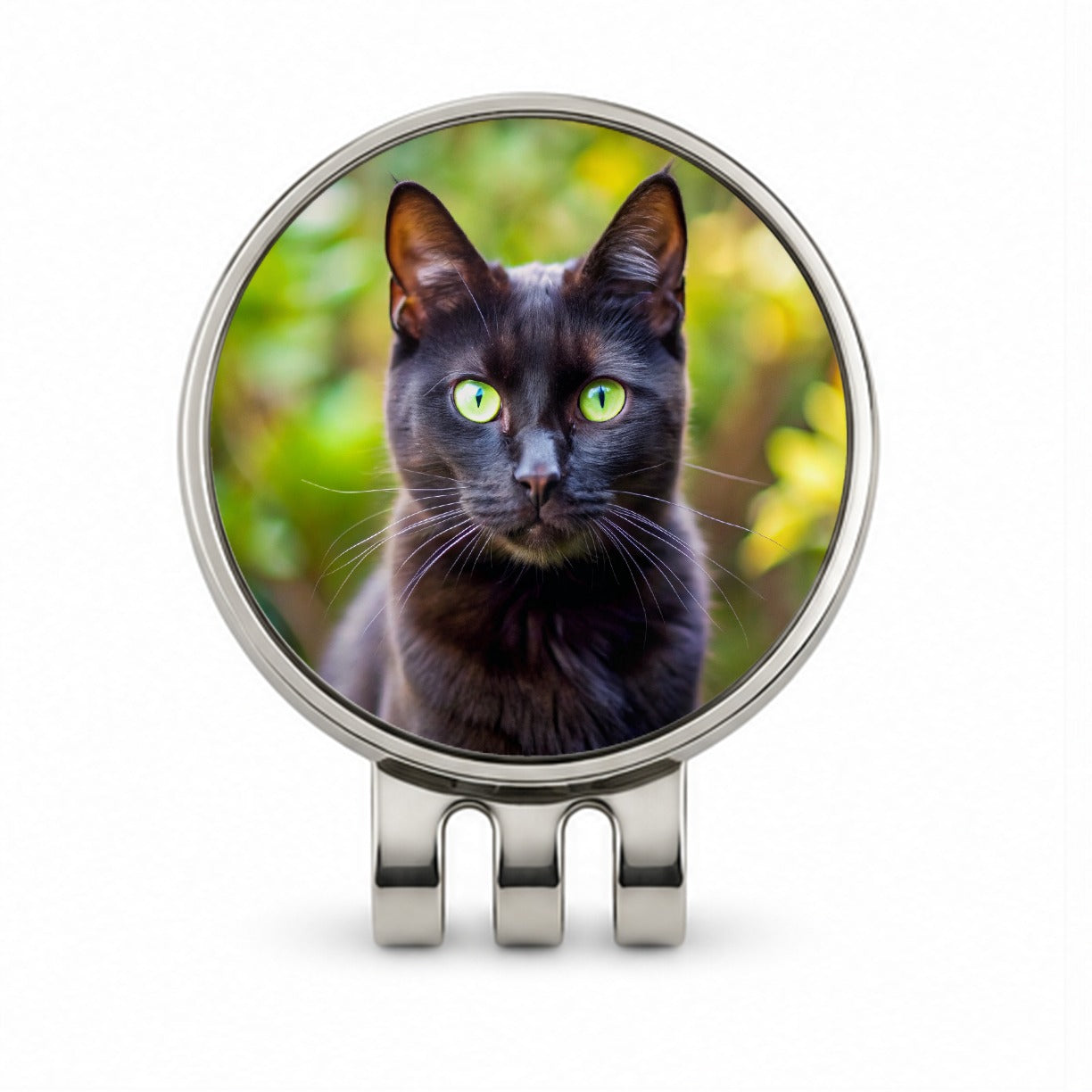Black Cat Photo Golf Hat Clip with Ball Marker