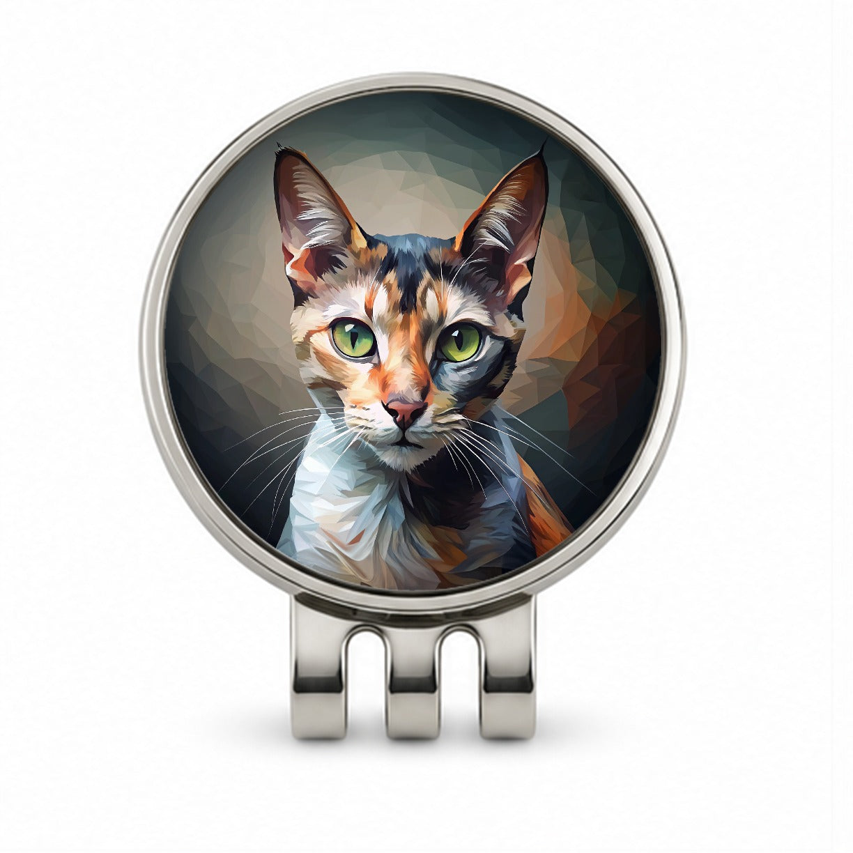 Calico Cat Abstract Stylized Art Golf Hat Clip with Ball Marker