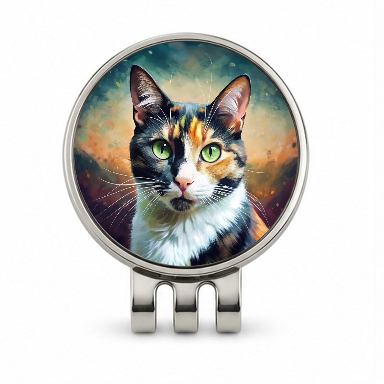 Calico Cat Pop Art Golf Hat Clip with Ball Marker