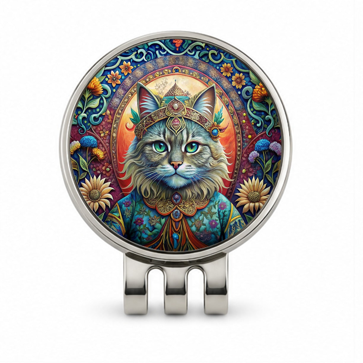 Persian Cat French Bohemian Art Golf Hat Clip with Ball Marker