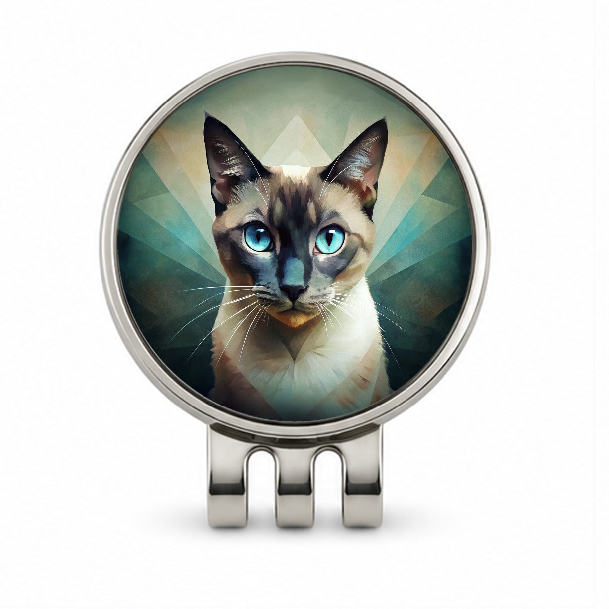 Siamese Cat Abstract Stylized Art Golf Hat Clip with Ball Marker