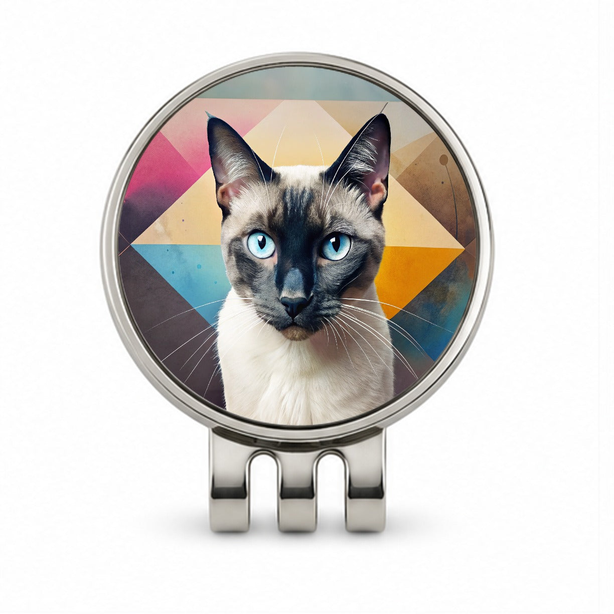 Siamese Cat Contemporary Art Golf Hat Clip with Ball Marker