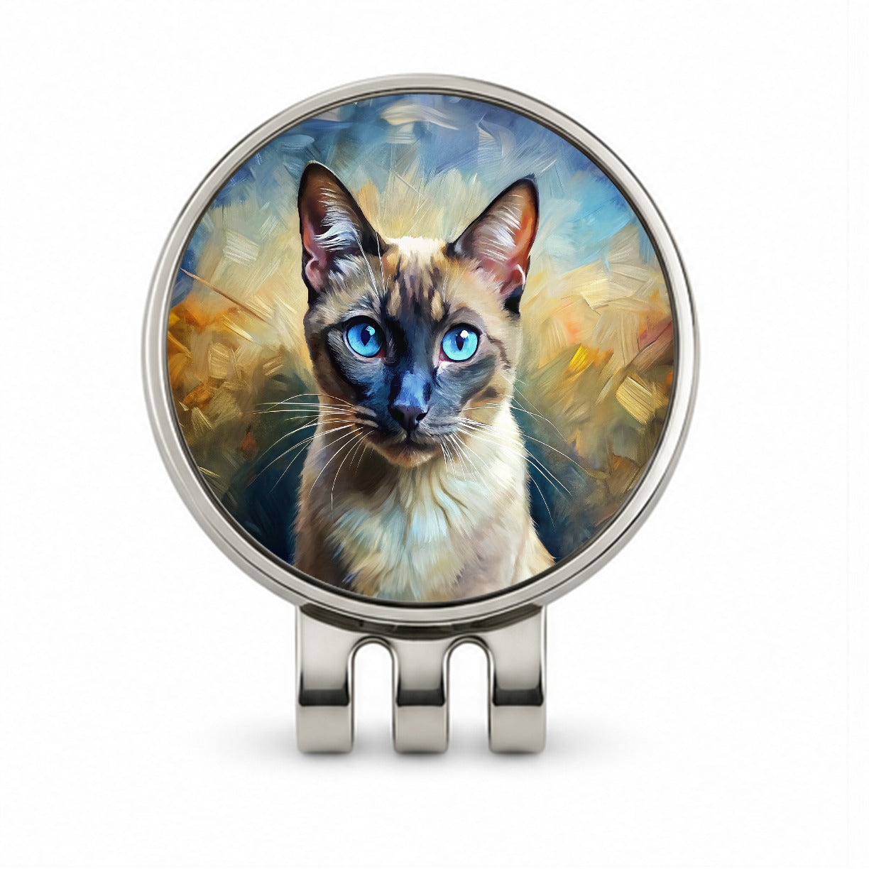 Siamese Cat Expressionism Art Golf Hat Clip with Ball Marker