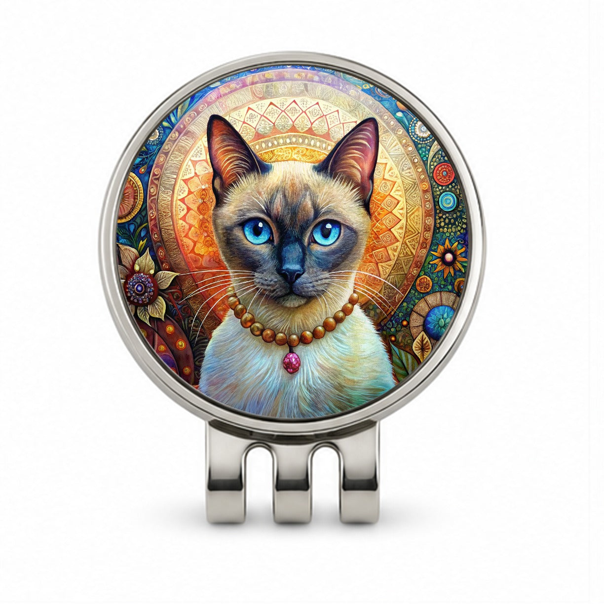 Siamese Cat French Bohemian Art Golf Hat Clip with Ball Marker