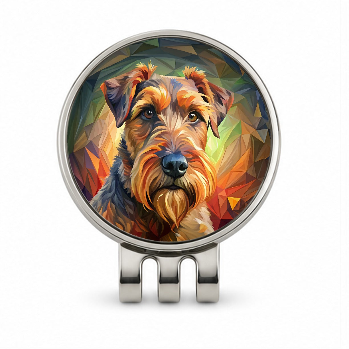 Airedale Terrier Dog Abstract Stylized Art Golf Hat Clip with Ball Marker