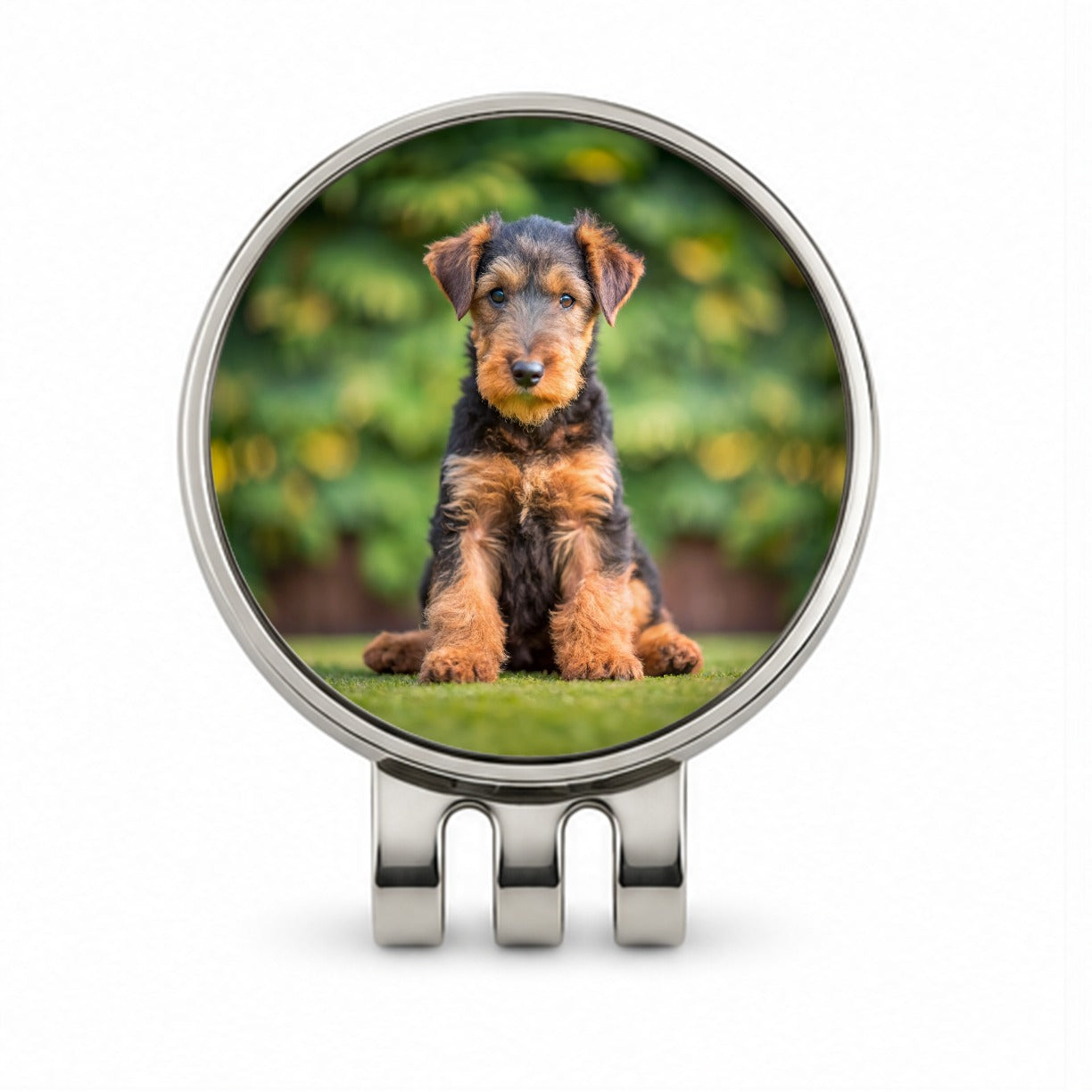 Airedale Terrier Dog Puppy Photo Golf Hat Clip with Ball Marker