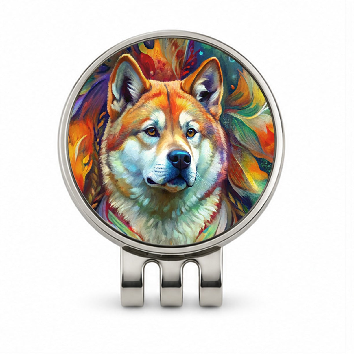 Akita Dog Abstract Art Golf Hat Clip with Ball Marker