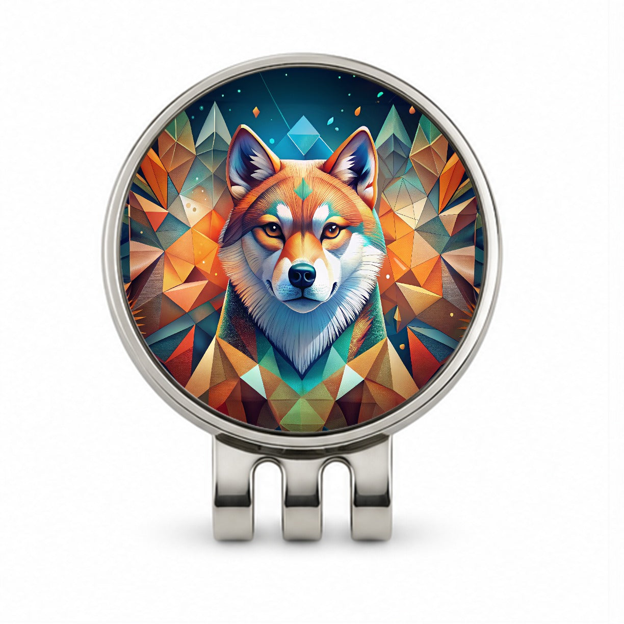 Akita Dog Abstract Stylized Art Golf Hat Clip with Ball Marker