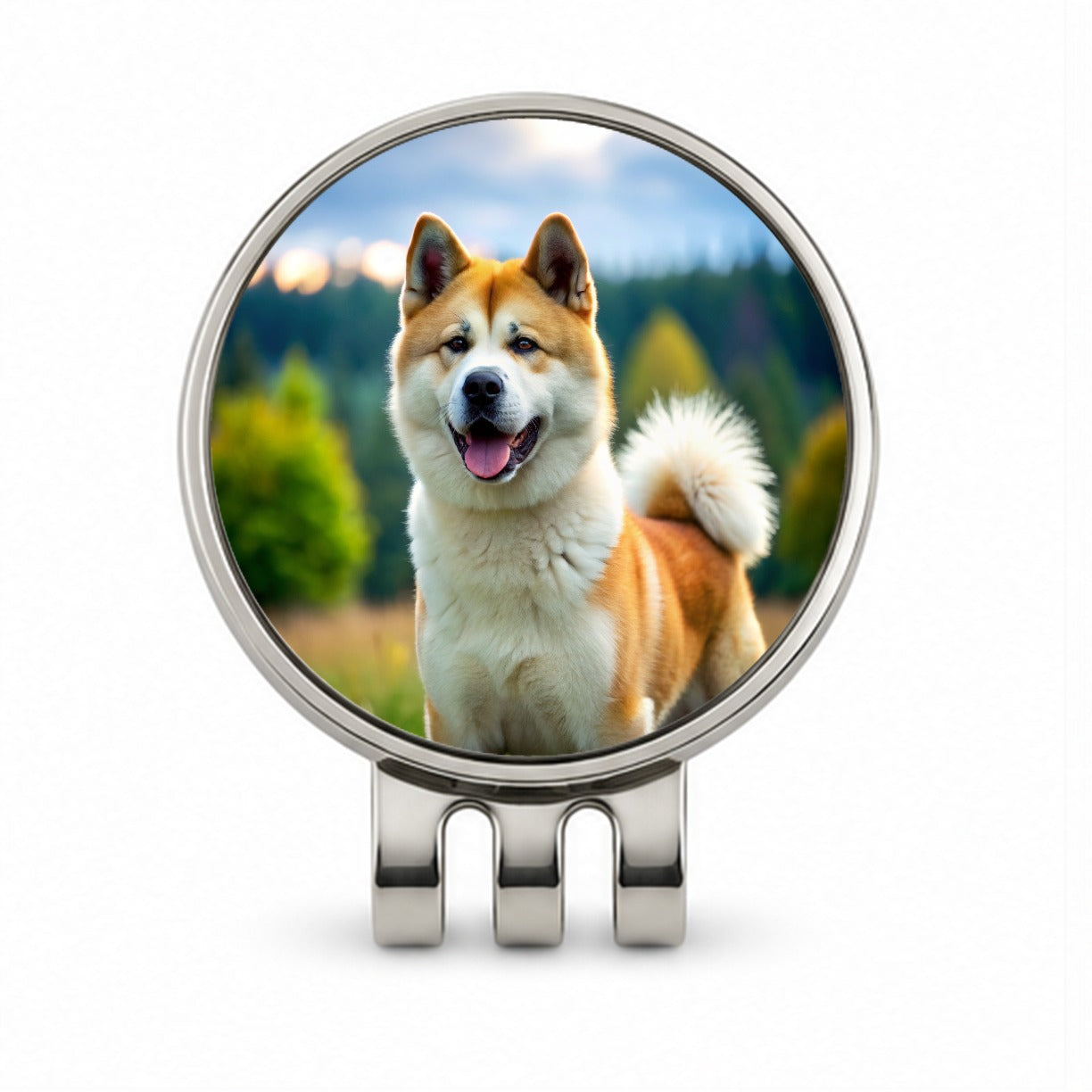 Akita Dog Photo Golf Hat Clip with Ball Marker