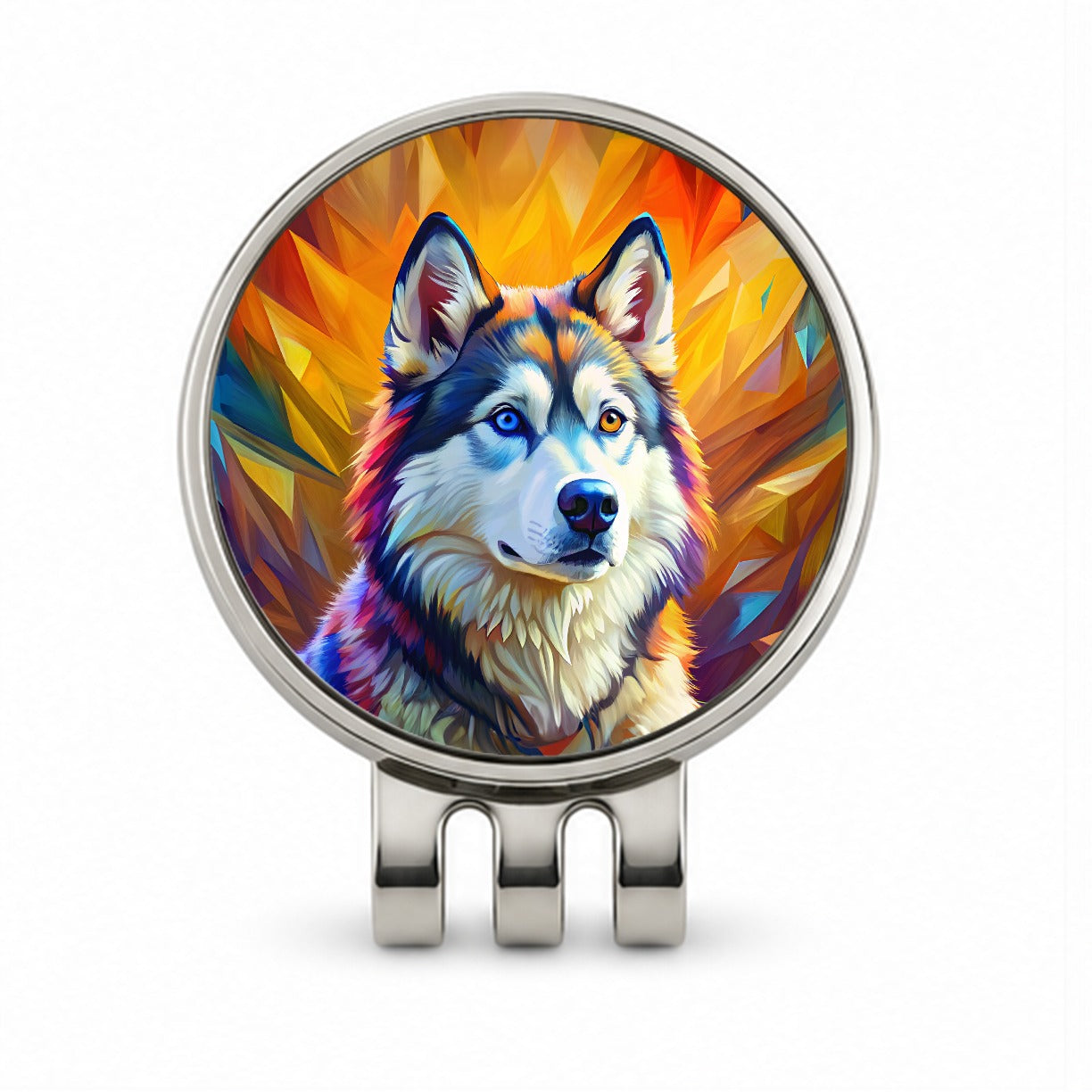 Alaskan Malamute Dog Pop Art Golf Hat Clip with Ball Marker