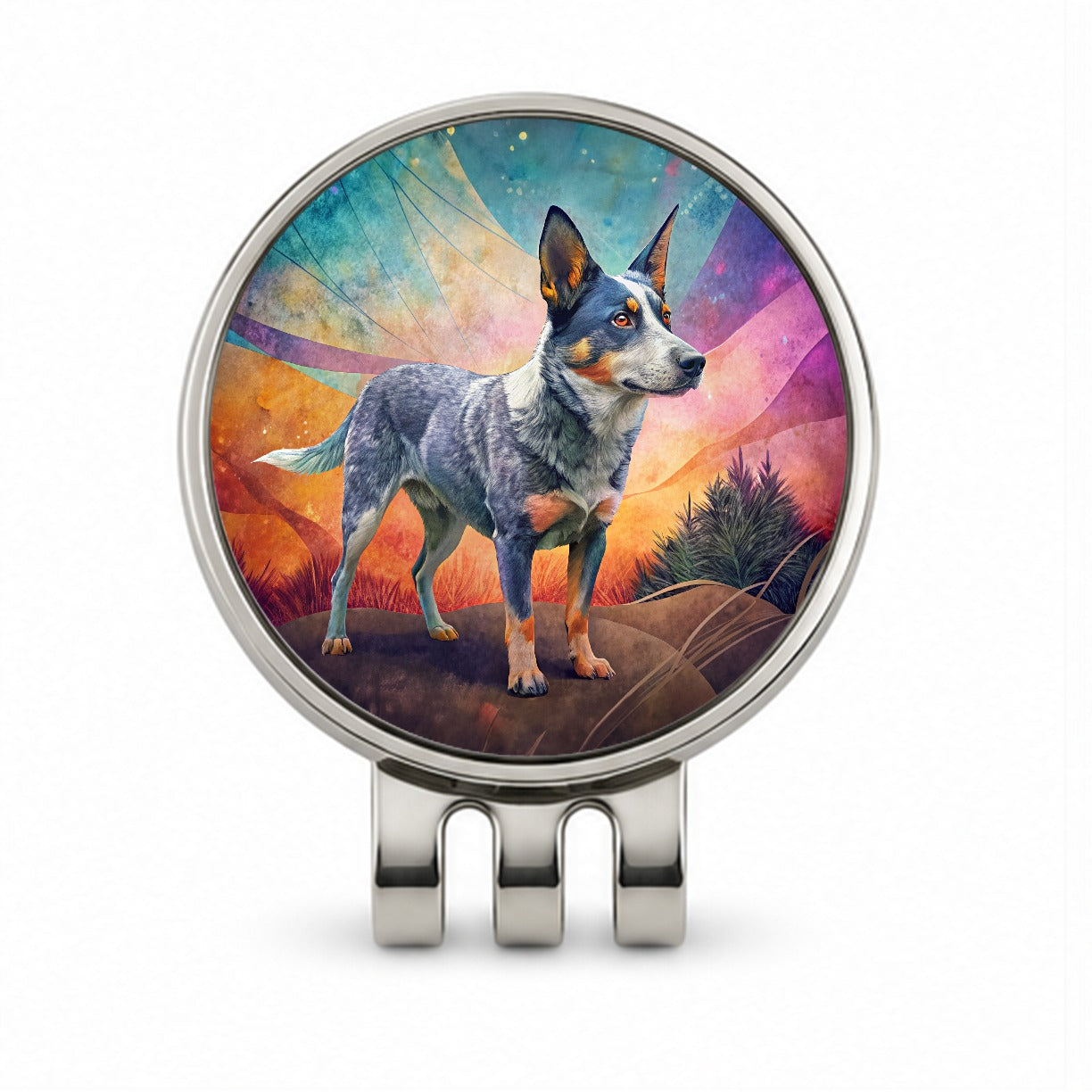 Australian Cattle Dog Contemporary Art Golf Hat Clip with Ball Marker