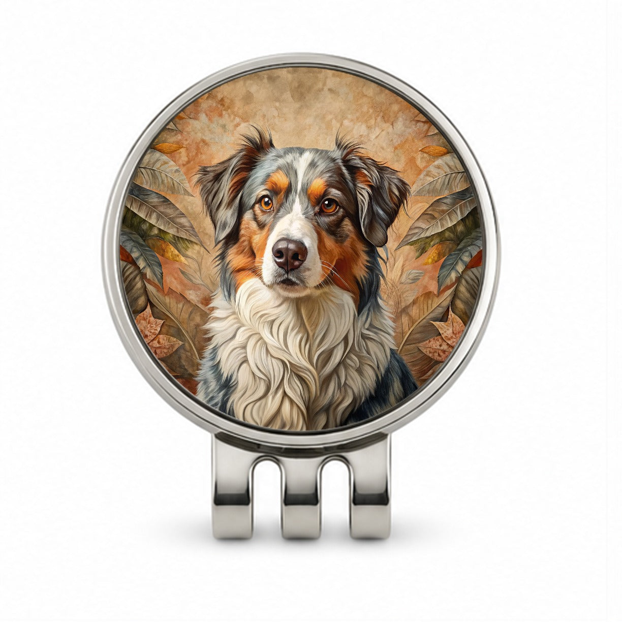 Australian Shepherd Dog French Bohemian Art Golf Hat Clip with Ball Marker
